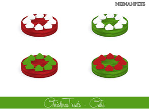 Sims 4 — Christmas Treats - Cake by neinahpets — A round cake with Christmas color frosting and a circle of dollops of