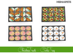 Sims 4 — Christmas Treats - Cookie Tray by neinahpets — A baking sheet tray with a dozen freshly baked cookies decorated