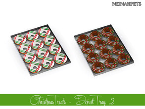 Sims 4 — Christmas Treats - Donut Tray II by neinahpets — A baking tray with delicious Christmas donuts in a glazed donut