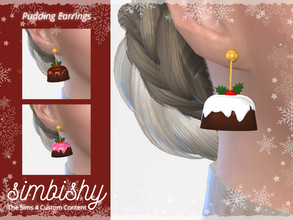 Sims 4 — Pudding Earrings (Christmas) by simbishy — These are Christmas pudding polymer clay earrings in 3 variations.