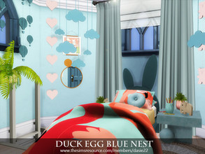 Sims 4 — Duck Egg Blue Nest by dasie22 — Duck Egg Blue Nest is a lovely kids room. It can be put in a tower of Duck Egg