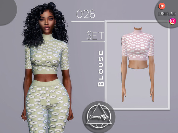 Sims 4 — SET 026 - Blouse by Camuflaje — Fashion set that includes a blouse and pants / Inspired by Missguided UK ** Part