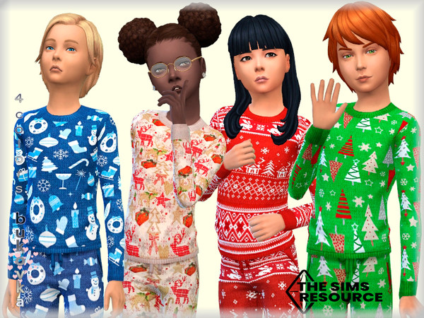 Sims 4 — Sweater Christmas by bukovka — Sweater for children of both sexes, boys and girls. Installed standalone,