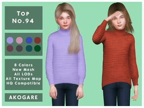 Sims 4 — Akogare Top No.94 by _Akogare_ — Akogare Top No.94 - 8 Colors - New Mesh (All LODs) - All Texture Maps - HQ