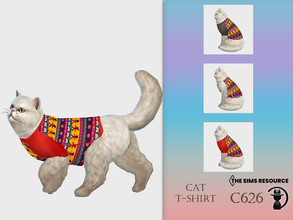 Sims 4 — Cat T-shirt C626 by turksimmer — 3 Swatches Compatible with HQ mod Works with all of skins Custom Thumbnail All
