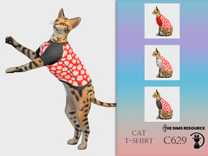 Sims 4 — Cat T-shirt C629 by turksimmer — 3 Swatches Compatible with HQ mod Works with all of skins Custom Thumbnail All