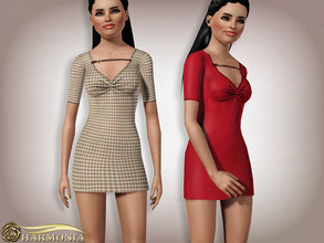 Sims 3 — Knitting Dress with Leather Accessories by Harmonia — 3 color. recolorable Please do not use my textures. Please
