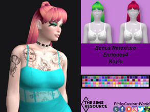 Sims 4 — Bonus Retexture of Kayla hair by Enriques4 by PinkyCustomWorld — Long maxis hair with bangs and a little hair