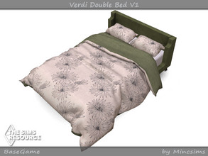 Sims 4 — Verdi Double Bed V1 by Mincsims — Animated. Basegame Compatible. 5 swatches.