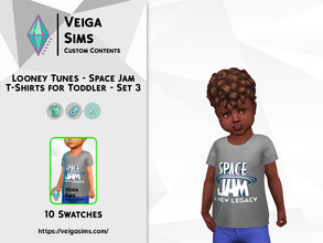 Sims 4 — Looney Tunes - Space Jam T-Shirts for Toddler - Set 3 by David_Mtv2 — Available in 10 swatches for toddlers
