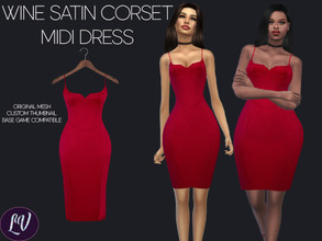Sims 4 — JENNIFER - WINE SATIN DRESS by linavees — Original Mesh Custom thumbnail Base game compatible Happy simming!