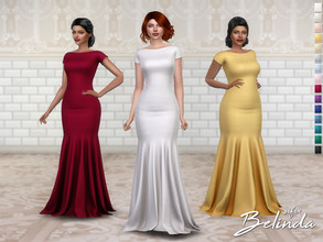 Sims 4 — Belinda Dress by Sifix2 — An elegant cap sleeve mermaid gown available in X colors for teen, young adult and