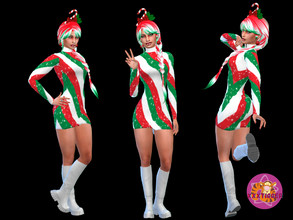 Sims 4 — CandyCane Dress by XXXTigs — Sims 4 5 Colors Short Dress Synthetic Winter