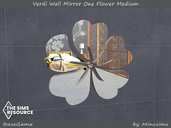 Sims 4 — Verdi Wall Mirror One Flower Medium by Mincsims — Basegame Compatible 1 swatch