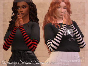 Sims 4 — Accessory Striped Sleeves v1 (Black) by Dissia — Accessory striped sleeves with black and other colors :)