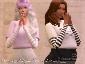 Sims 4 — Accessory Striped Sleeves v1 (White) by Dissia — Accessory striped sleeves with white and other colors :)