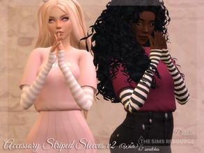 Sims 4 — Accessory Striped Sleeves v2 (White) by Dissia — Accessory striped sleeves with white and other colors :)