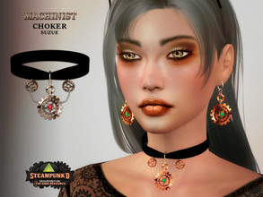 Sims 4 — Steampunked Machinist Choker by Suzue — -New Mesh (Suzue) -6 Swatches -For Female (Teen to Elder) -HQ Compatible