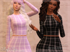 Sims 4 — Raffi Top by Dissia — Long sleeves short checkered top Available in 47 swatches