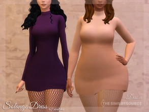 Sims 4 — Solange Dress by Dissia — Short long sleeves dress with turtleneck in solid colors Available in 47 swatches