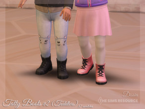 Sims 4 — Tatty Boots v2 (Toddlers) by Dissia — Tatty boots in solids for toddlers Available in 37 swatches