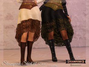 Sims 4 — Steampunked - Steampunk Skirt (Short) by Dissia — High waist skirt with lace Availalbe in 49 swatches (7 skirt