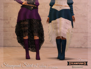 Sims 4 — Steampunked - Steampunk Skirt (Long) by Dissia — High waist skirt with lace Availalbe in 49 swatches (7 skirt