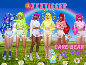 Sims 4 — Care Bear (Top) by XXXTigs — Graphic Clothes Set 6 Colors (Top) Recolor/Retexture