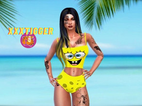 Sims 4 — Spongebob (Top) by XXXTigs — Graphic Clothes Set 1 Color (Top) Recolor/Retexture