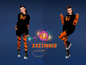 Sims 4 — Tigger Dress by XXXTigs — Graphic Dress 1 Color Mesh Required