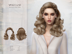 Sims 4 — WINGS-TO1218-90s style curly hair by wingssims — Colors:15 All lods Compatible hats Support custom editing hair
