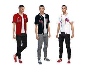 Sims 4 — MLB Atlanta Braves Jersey V2 by AeroJay — - Clothing For Adult - 3 Swatches - City Living Required - Thank You