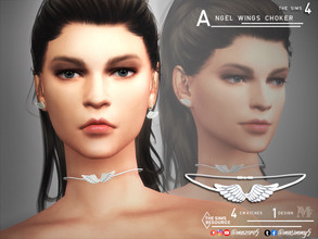 Sims 4 — Angel Wings Choker by Mazero5 — Simple choker design with angel wings Female 4 swatches All Lods
