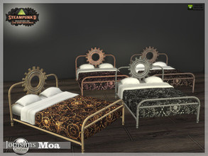 Sims 4 — Steampunked Moa bedroom double bed by jomsims — Steampunked Moa bedroom double bed