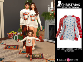 Sims 4 — Christmas (Sweater - Woman) by Beto_ae0 — Women's sweater with Christmas prints, I hope you like it - 40 colors