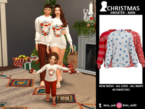 Sims 4 — Christmas (Sweater - Man) by Beto_ae0 — Male sweater with Christmas prints, I hope you like it - 40 colors -