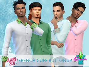 Sims 4 — Holiday21 French Cuff Button-up by SimmieV — A festive collection of eight button up shirts featuring French