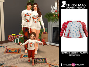 Sims 4 — Christmas (Sweater - Toddler) by Beto_ae0 — Christmas print baby sweater, hope you like it - 40 colors -