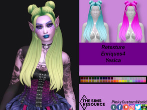 Sims 4 — Retexture of Yesica hair by Enriques4 by PinkyCustomWorld — Beautiful long maxis hair with cute buns in