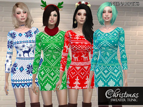 Sims 4 — Christmas Sweater Tunic by neinahpets — A comfy and warm "ugly" Christmas sweater tunic. 4 Colors