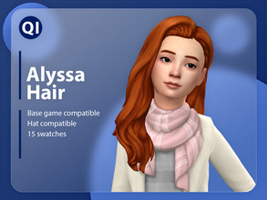 Sims 4 — Alyssa Hair by qicc — A long wavy hairstyle with a side part. - Maxis Match - Base game compatible - Hat