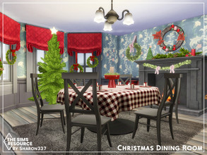 Sims 4 — Christmas Dining Room - TSR CC Only by sharon337 — This is a Room Build 6 x 6 Room $8,897 Short Wall Height