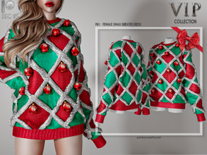 Sims 4 —  [PATREON]  (Early Access) FEMALE XMAS SWEATER DRESS P81 by busra-tr — 1 colors AdulT-Elder-Teen-Young Adult For