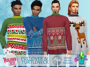 Sims 4 — Holiday21 Pullover w/ Turtle by SimmieV — These bulky sweaters are now even better with eight individual holiday