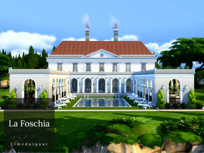 Sims 4 — La Foschia by Limedaiquar — La Foschia is a large Palladian style home featuring a pool surrounded by loggias.