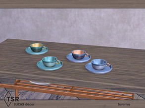 Sims 4 — Lucas Decor. Cup by soloriya — Cup and plate in one mesh. Part of Lucas Decor set. 4 color variations. Category: