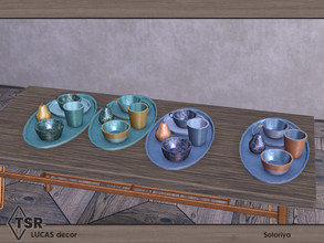Sims 4 — Lucas Decor. Dishes by soloriya — Dishes. Part of Lucas Decor set. 4 color variations. Category: Decorative -