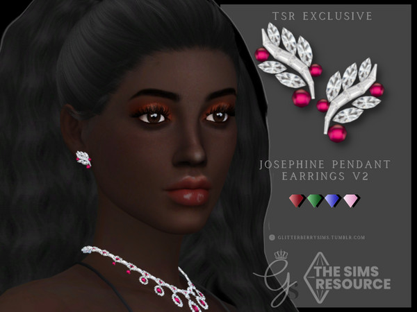 Sims 4 — Josephine Pendant Earrings v2 by Glitterberryfly — Version 2 of the earrings in the Josephine Collection