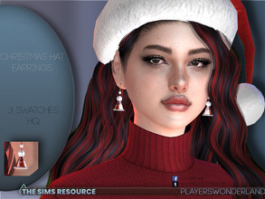 Sims 4 — Christmas Hat Earrings by PlayersWonderland — This pair of cute christmas hat earrings are the perfect addition