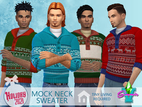 Sims 4 — Holiday21 Mock Neck Sweater by SimmieV — A cozy button up mock neck sweater in eight tradition skiing patterns